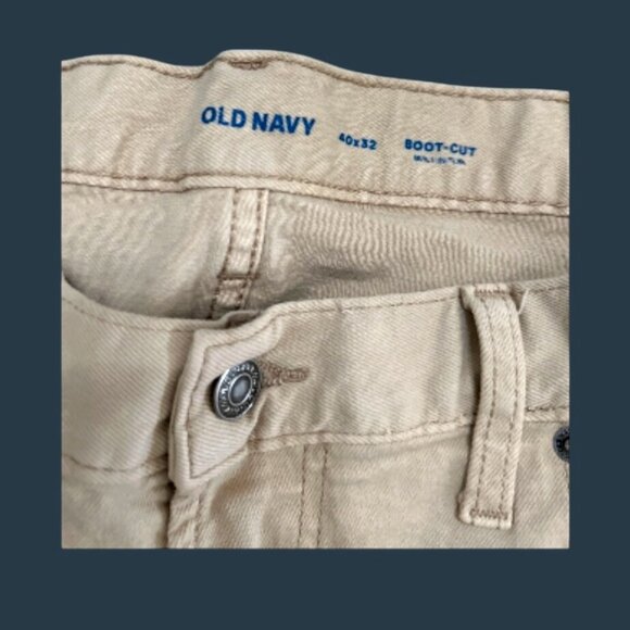 Old Navy Mens Boot-Cut Jeans Beige 40x32 Cotton Blend Denim - Picture 3 of 6
